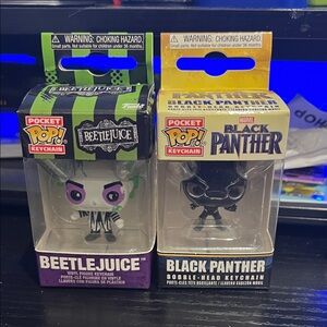 Funko Beetlejuice and Black Panther Pocket Pop! Keychains - Green, Purple, Black